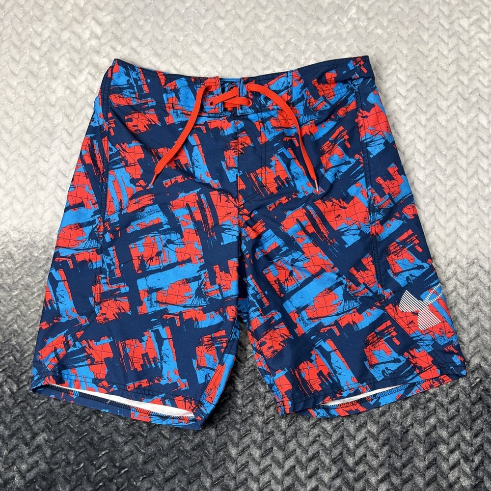 UNDER ARMOUR Boardshorts Mens 32 Bergwind Red Blue Storm Swim UA